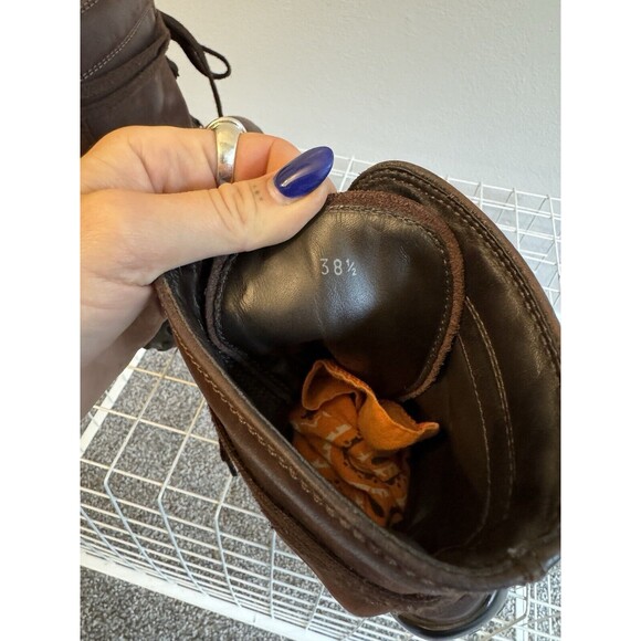 Tod's Lace-up Combat Boots in Dark Brown Suede Leather Italy Vibram Size 38.5 8 - Picture 11 of 11